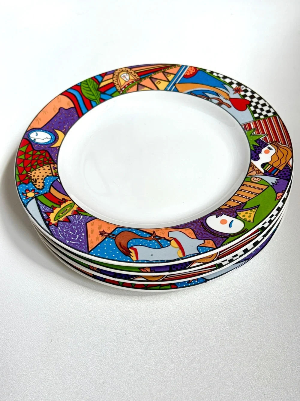Set of 4: 80s 90s Vitromaster Metropolitan Lunch Plate Memphis Style Postmodern